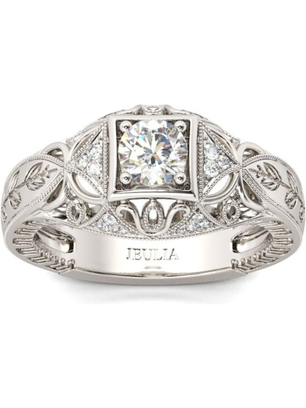 Vintage 925 Sterling Silver Round Cut Diamond Engagement Ring Set with Gift Box